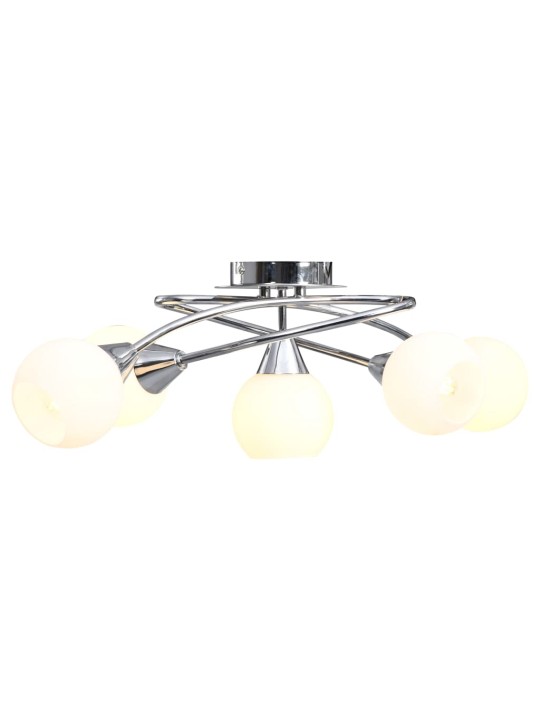 Griestu lampa ar keramikas abažūriem, 5 e14 spuldzes, balta