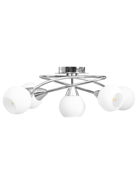 Griestu lampa ar keramikas abažūriem, 5 e14 spuldzes, balta