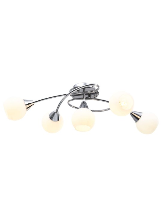 Griestu lampa ar keramikas abažūriem, 5 e14 spuldzes, balta