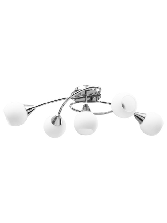 Griestu lampa ar keramikas abažūriem, 5 e14 spuldzes, balta