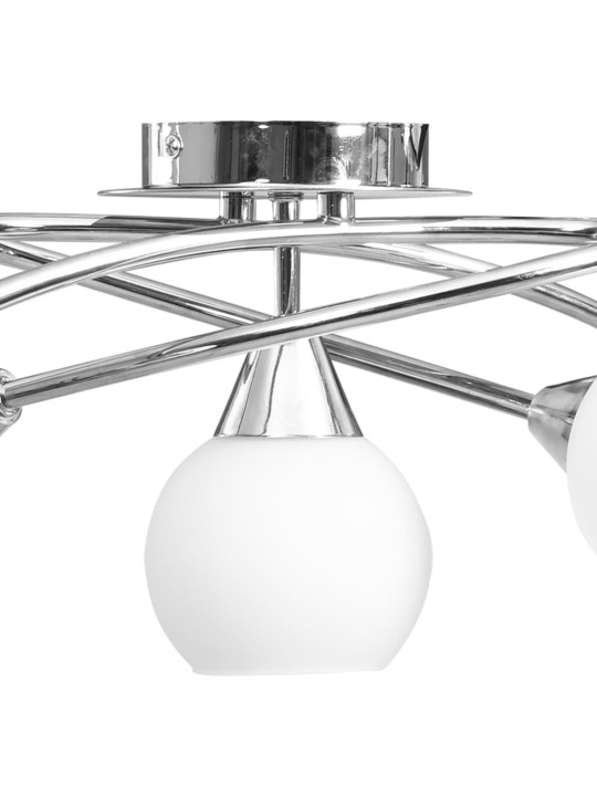 Griestu lampa ar keramikas abažūriem, 5 e14 spuldzes, balta