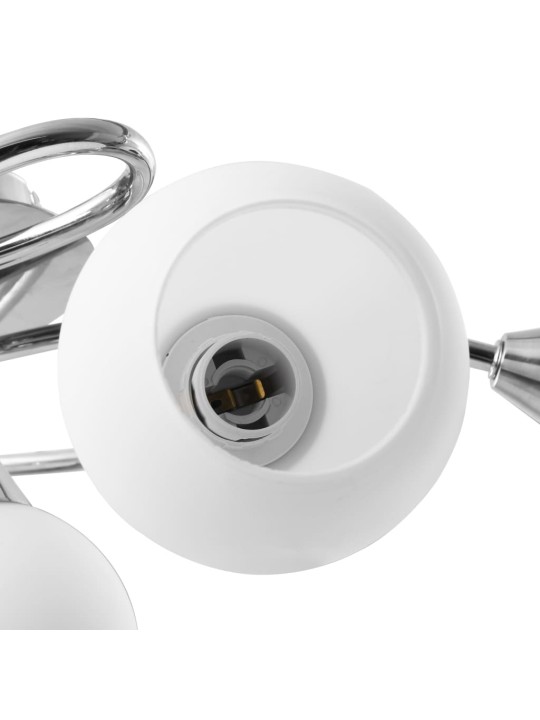 Griestu lampa ar keramikas abažūriem, 5 e14 spuldzes, balta