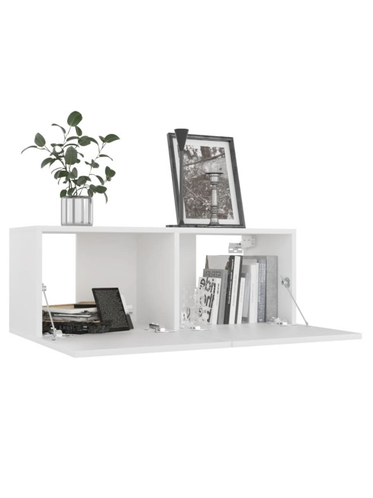 Tv skapītis, balts, 80x30x30 cm, inženierijas koks