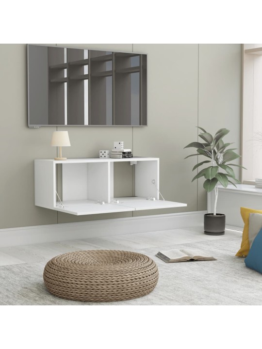 Tv skapītis, balts, 80x30x30 cm, inženierijas koks