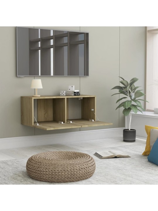 Tv skapītis, ozolkoka krāsa, 80x30x30 cm, inženierijas koks