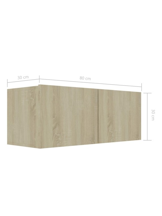 Tv skapītis, ozolkoka krāsa, 80x30x30 cm, inženierijas koks