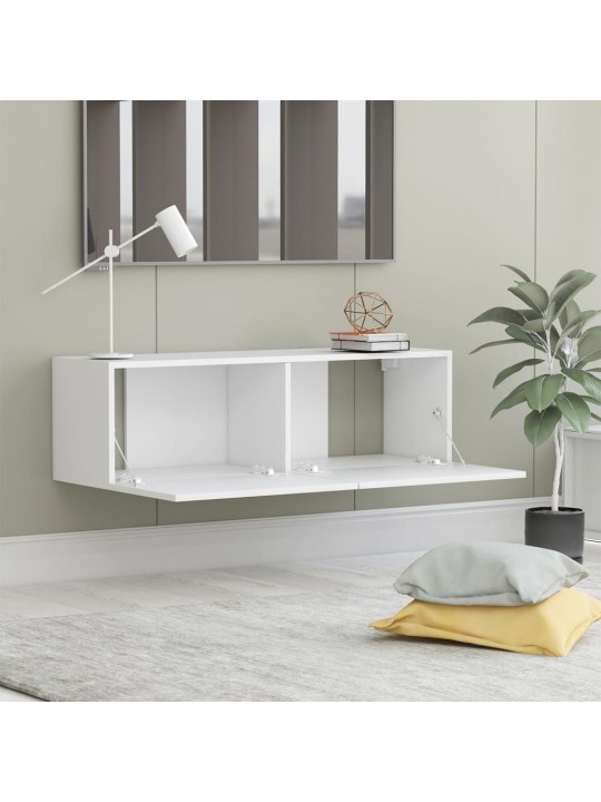 Tv skapītis, balts, 100x30x30 cm, inženierijas koks