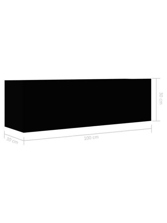 Tv skapītis, melns, 100x30x30 cm, inženierijas koks