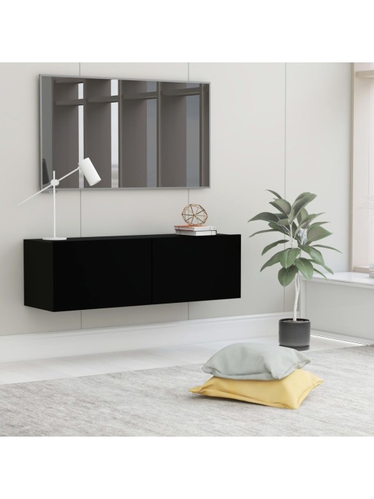 Tv skapītis, melns, 100x30x30 cm, inženierijas koks