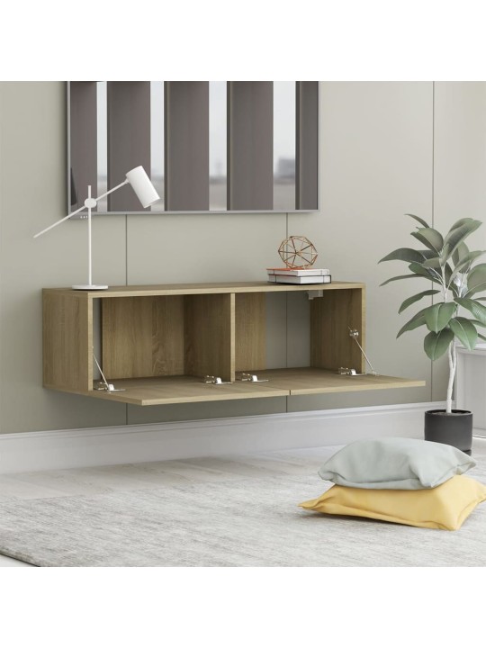 Tv skapītis, ozolkoka krāsa, 100x30x30 cm, inženierijas koks