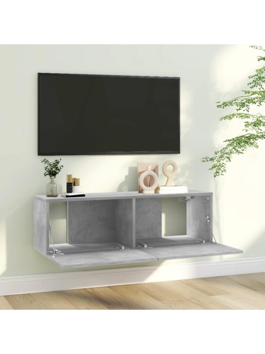 Tv skapītis, betona pelēks, 100x30x30 cm, inženierijas koks