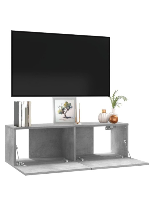 Tv skapītis, betona pelēks, 100x30x30 cm, inženierijas koks