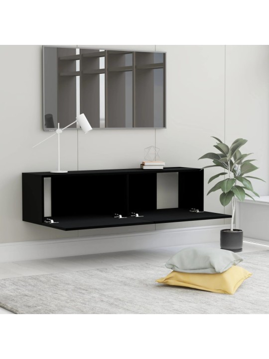 Tv skapītis, melns, 120x30x30 cm, inženierijas koks