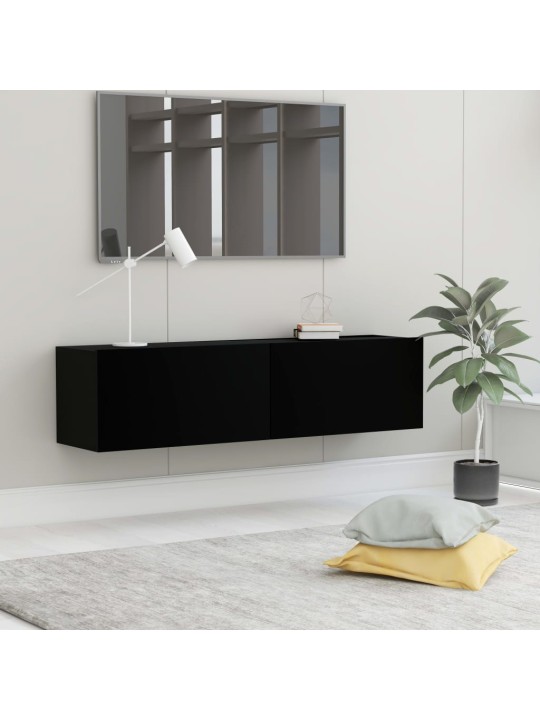Tv skapītis, melns, 120x30x30 cm, inženierijas koks