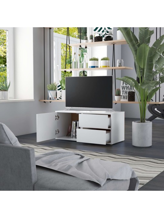 Tv skapītis, balts, 80x34x36 cm, inženierijas koks