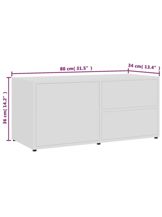 Tv skapītis, balts, 80x34x36 cm, inženierijas koks