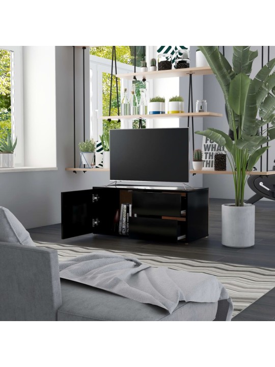 Tv skapītis, melns, 80x34x36 cm, inženierijas koks