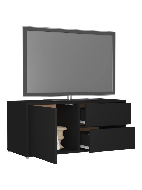 Tv skapītis, melns, 80x34x36 cm, inženierijas koks