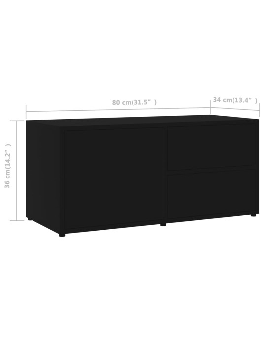 Tv skapītis, melns, 80x34x36 cm, inženierijas koks