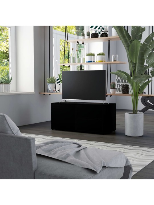 Tv skapītis, melns, 80x34x36 cm, inženierijas koks