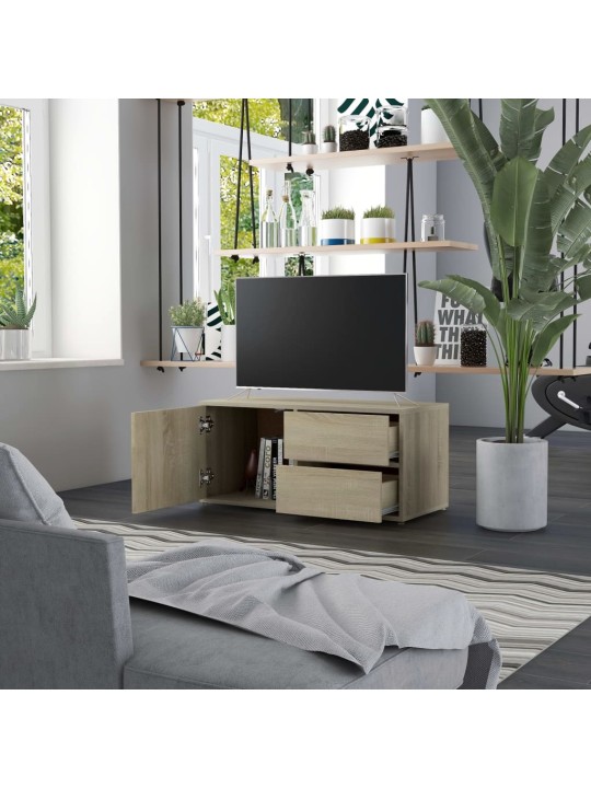 Tv skapītis, ozolkoka krāsa, 80x34x36 cm, inženierijas koks