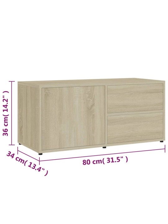 Tv skapītis, ozolkoka krāsa, 80x34x36 cm, inženierijas koks