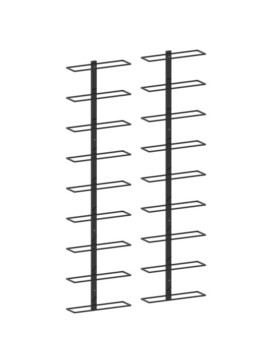 Sienas vīna pudeļu plaukti 18 pudelēm,  2 gab., melna dzelzs