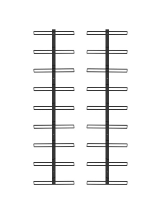 Sienas vīna pudeļu plaukti 18 pudelēm,  2 gab., melna dzelzs