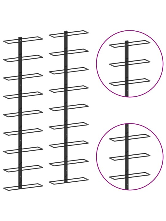 Sienas vīna pudeļu plaukti 18 pudelēm,  2 gab., melna dzelzs