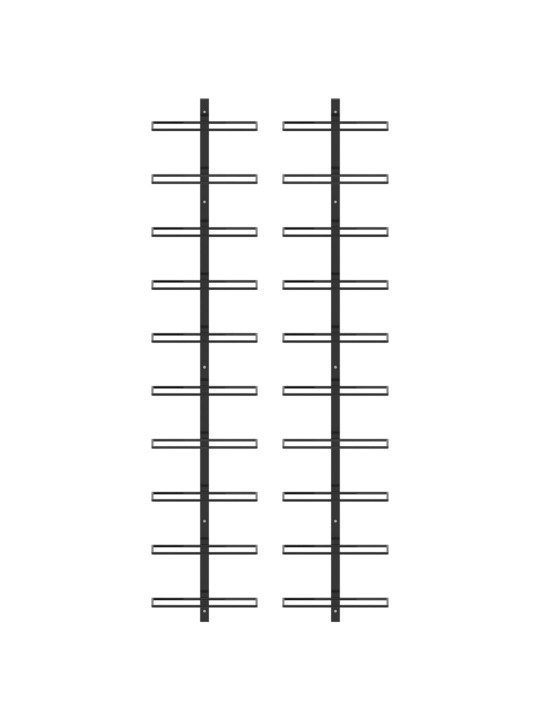 Sienas vīna pudeļu plaukti 20 pudelēm, 2 gab., melns metāls