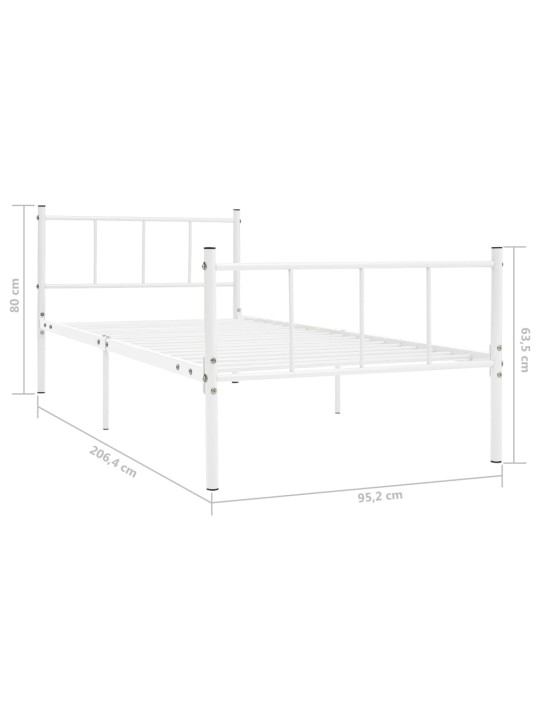 Gultas rāmis, balts metāls, 90x200 cm