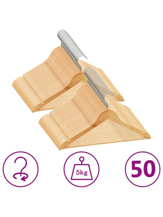 Drēbju pakaramie, 50 gab., neslīdošs cietkoks