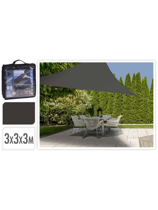 Progarden saulessargs, 3x3x3 m, trijstūra forma, tumši pelēks