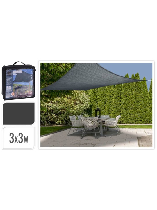 Progarden saulessargs, 3x3 m, kvadrāta forma, tumši pelēks