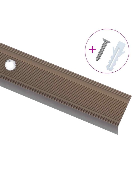 Kāpņu profili, 5 gab., l forma, 90 cm, brūns alumīnijs
