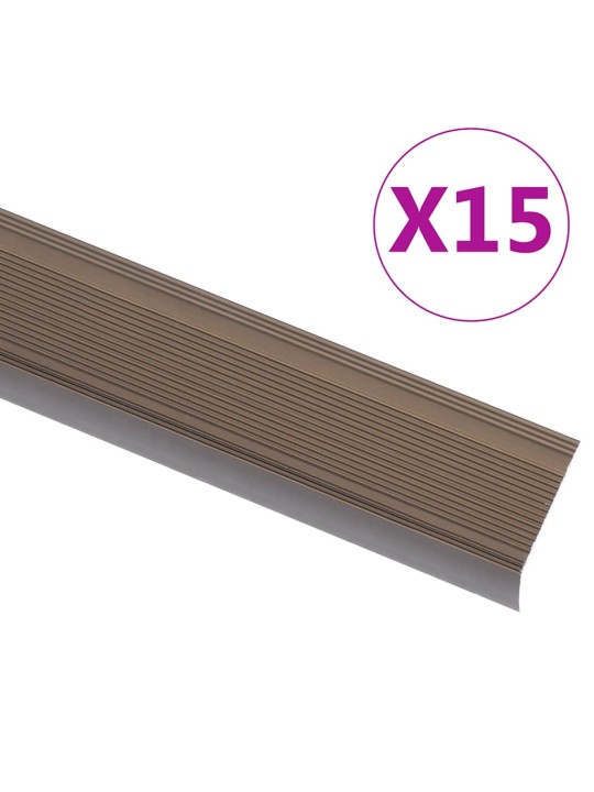 Kāpņu profili, 15 gab., l forma, 90 cm, brūns alumīnijs