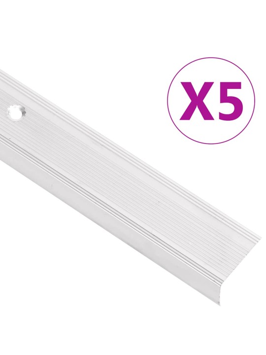 Kāpņu profili, 5 gb., l forma, 100 cm, sudraba krāsas alumīnijs