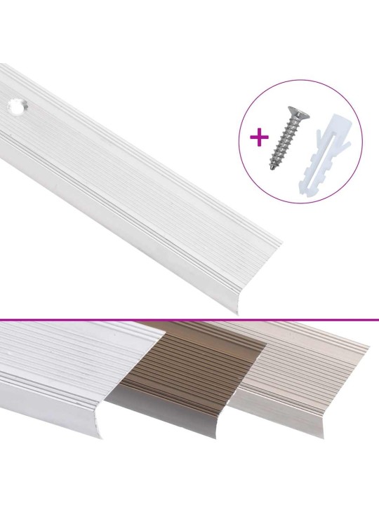 Kāpņu profili, 5 gb., l forma, 100 cm, sudraba krāsas alumīnijs