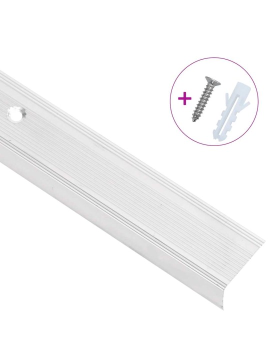 Kāpņu profili, 5 gb., l forma, 100 cm, sudraba krāsas alumīnijs