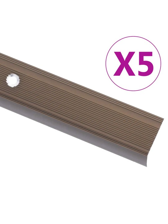 Kāpņu profili, 5 gab., l forma, 100 cm, brūns alumīnijs