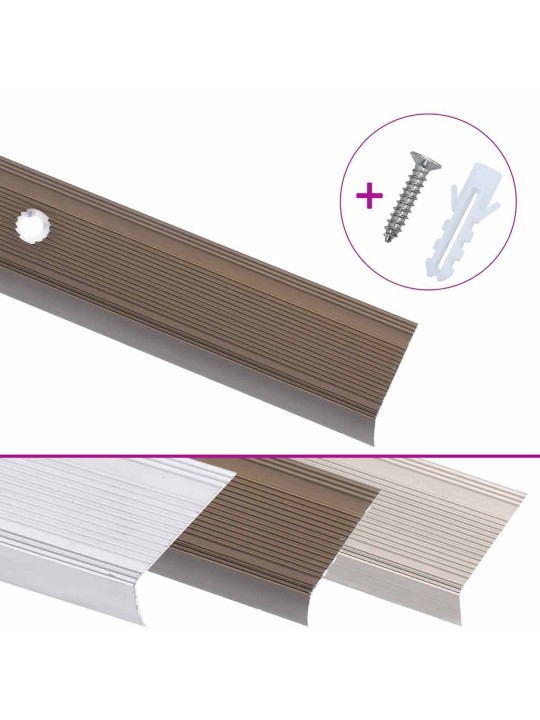Kāpņu profili, 5 gab., l forma, 100 cm, brūns alumīnijs
