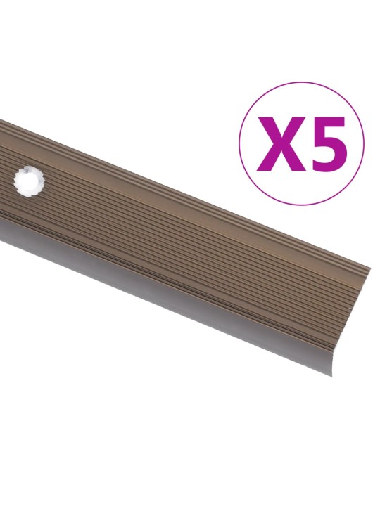 Kāpņu profili, 5 gab., l forma, 100 cm, brūns alumīnijs