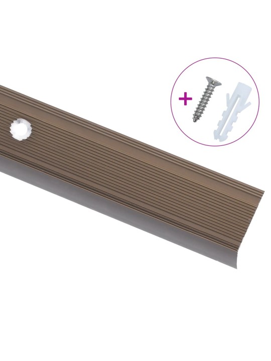 Kāpņu profili, 5 gab., l forma, 100 cm, brūns alumīnijs