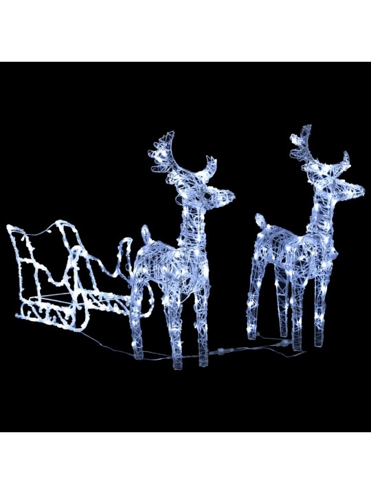 Ziemassvētku dekorācija, ziemeļbrieži, kamanas, 160 led, 130 cm