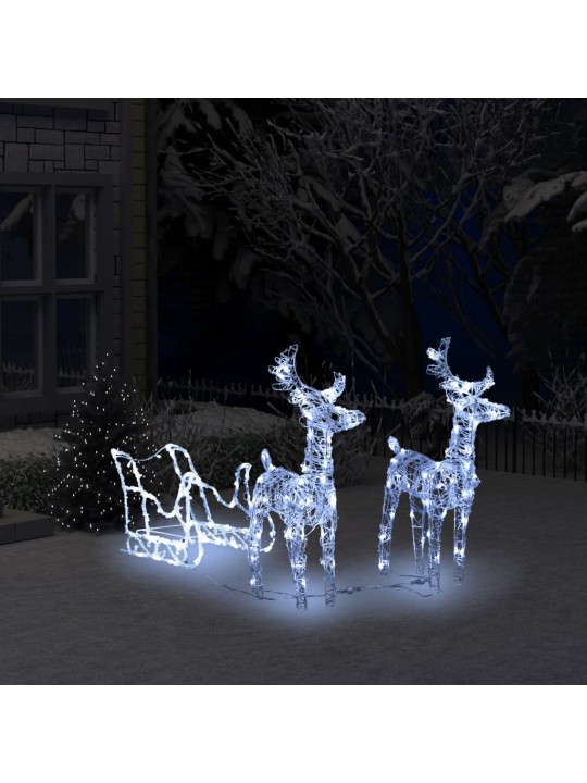 Ziemassvētku dekorācija, ziemeļbrieži, kamanas, 160 led, 130 cm