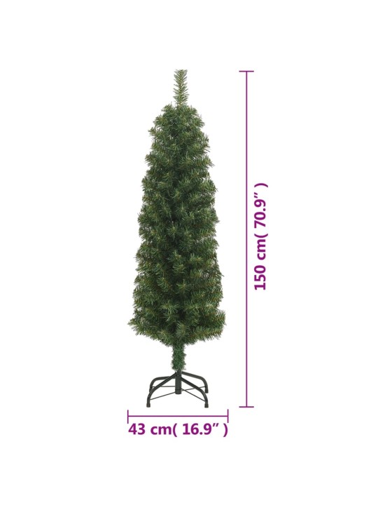 Mākslīgā Ziemassvētku egle ar statīvu, šaura, zaļa, 150 cm, PVC