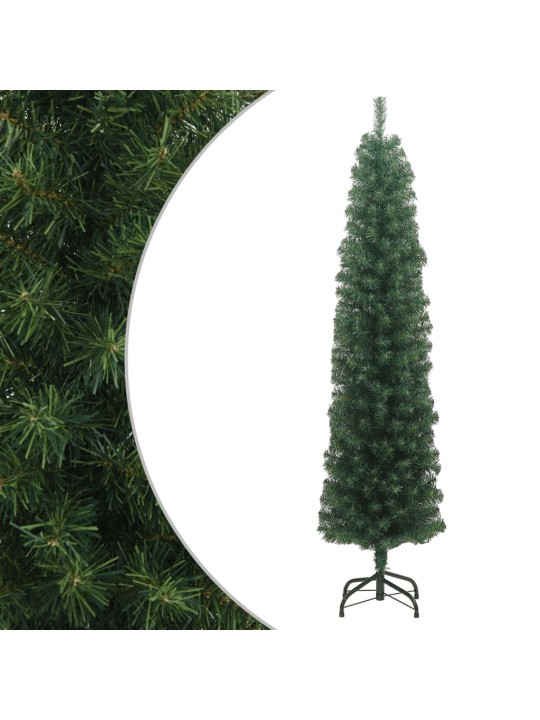 Mākslīgā Ziemassvētku egle ar statīvu, šaura, zaļa, 180 cm, PVC