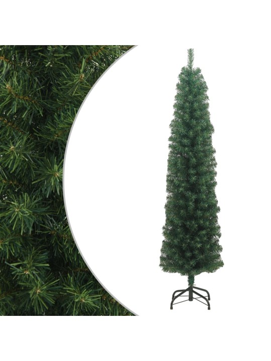 Mākslīgā Ziemassvētku egle ar statīvu, šaura, zaļa, 240 cm, PVC
