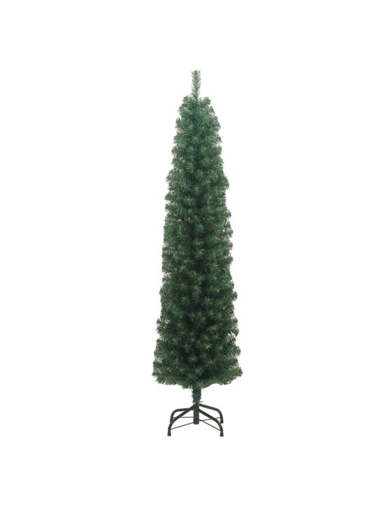 Mākslīgā Ziemassvētku egle ar statīvu, šaura, zaļa, 240 cm, PVC