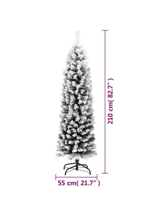 Mākslīgā Ziemassvētku egle ar sniegu, šaura, zaļa, 210 cm, PVC